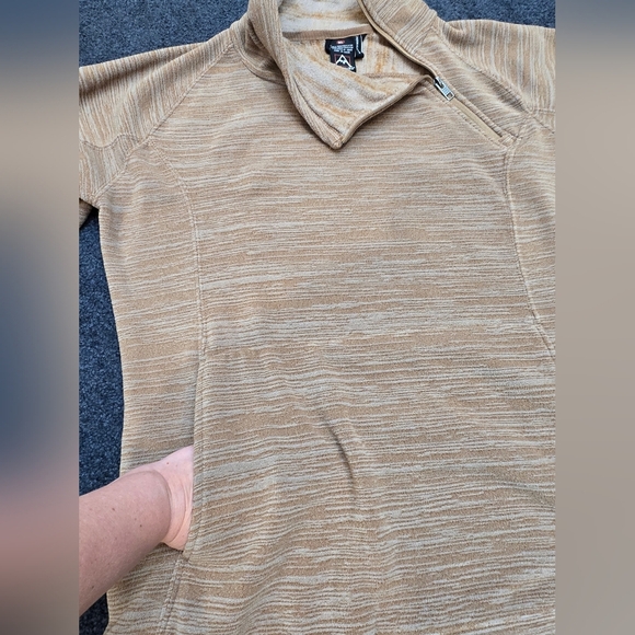 AVALANCHE  Women's  Xl Brown Fleece Jacket Diagonal Neck Zipper Whit Pockets - Picture 7 of 13